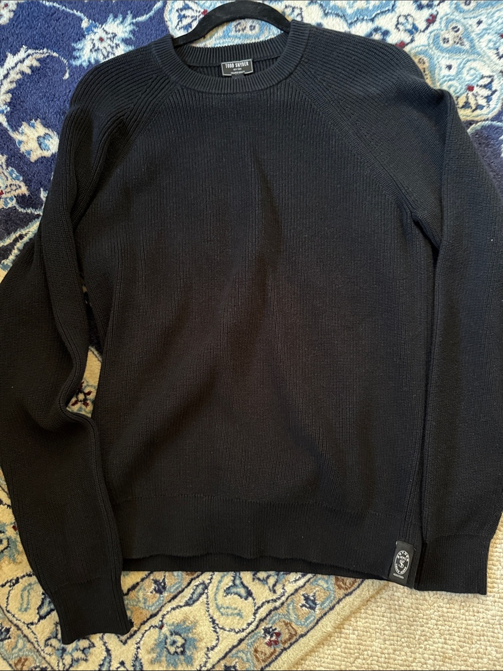 Todd Snyder Black Crewneck Cotton Knit Sweater